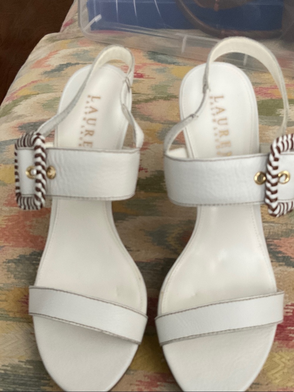 NWT Lauren white heels size 7 with brown trim